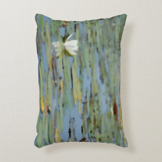 《植物》スイレンレイクフラワーウォーターカラーアクセントピロー アクセントクッション (正面(垂直))