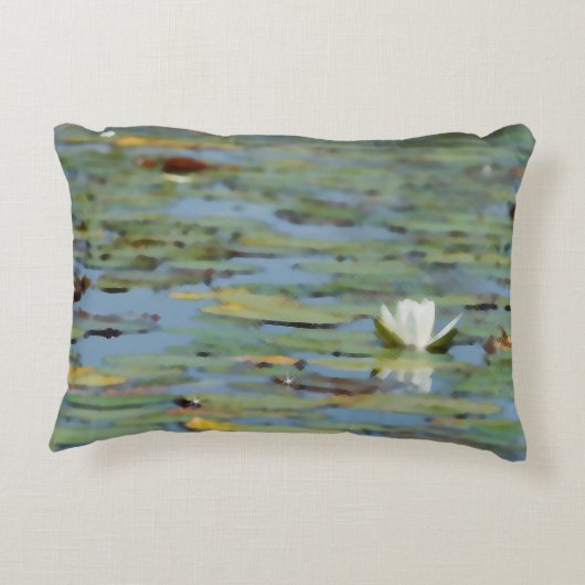 《植物》スイレンレイクフラワーウォーターカラーアクセントピロー アクセントクッション (裏面)