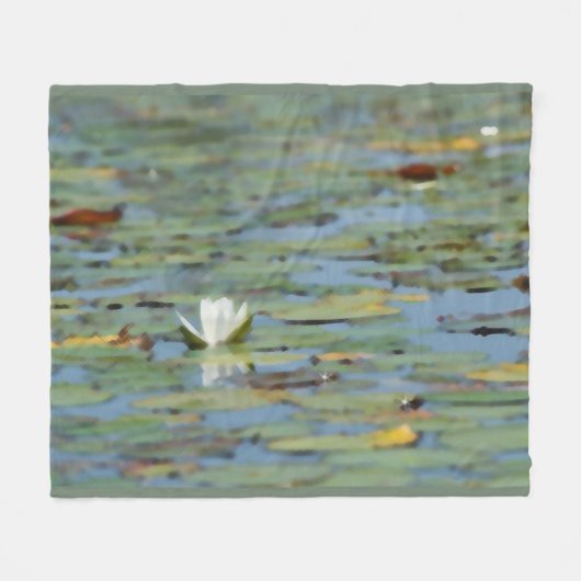 《植物》スイレンレイクフラワーウォーターカラーフリースブランケット フリースブランケット (正面(横))