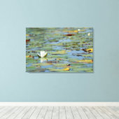 《植物》スイレンレイクフラワーウォーター色キャンバス印刷 キャンバスプリント (インサイチュ (ウッドフロア))