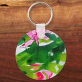 《植物》スイレン抽象芸術水彩フラワーアート キーホルダー (正面)