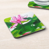 《植物》スイレン抽象芸術水彩フラワーアート コースター (左側)