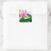 《植物》スイレン抽象芸術水彩フラワーアート スクエアシール (バッグ)