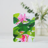 《植物》スイレン抽象芸術水彩フラワーアート ポストカード (スタンド正面)