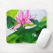 《植物》スイレン抽象芸術水彩フラワーアート マウスパッド (マウス)