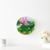 《植物》スイレン抽象芸術水彩花道 ラウンド壁時計 (ホーム)