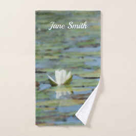 《植物》スイレン湖花水彩手拭 ハンドタオル