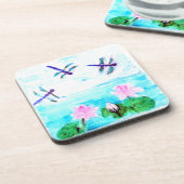 《植物》スイレン絵画池トンボ コースター (左側)