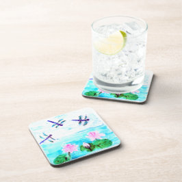《植物》スイレン絵画池トンボ コースター