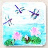 《植物》スイレン絵画池トンボ コースター (正面)