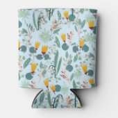 《植物》スイレン開花ガーデンパターンBLue 缶クーラー (正面)