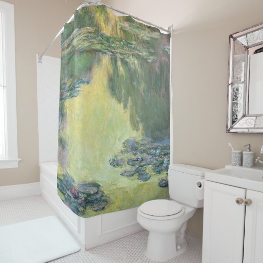 《植物》スイレン1907年モネ、印象派フランスのアート、 シャワーカーテン (インサイチュ)