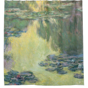 《植物》スイレン1907年モネ、印象派フランスのアート、 シャワーカーテン
