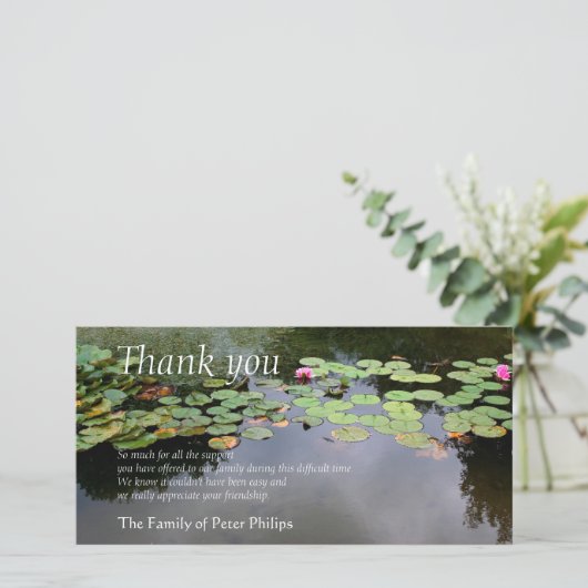 《植物》スイレン3平和庭園悔やみや弔慰ありがとう サンキューカード (スタンド正面)