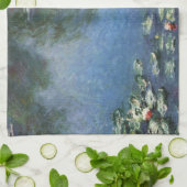 《植物》スイレンbyクロード・モネ，ヴィンテージの花 キッチンタオル (折り畳み)