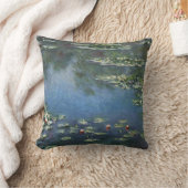 《植物》スイレンbyクロード・モネ，ヴィンテージの花 クッション (ブランケット)