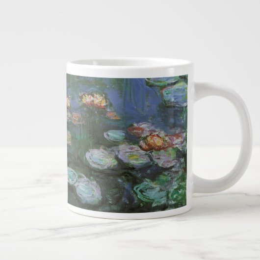 《植物》スイレンbyクロード・モネ,ヴィンテージの花 ジャンボコーヒーマグカップ (右)