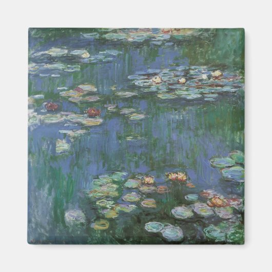 《植物》スイレンbyクロード・モネ，ヴィンテージの花 マグネット (正面)