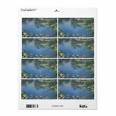 《植物》スイレンbyクロード・モネ，ヴィンテージの花 ラベル (フルシート)