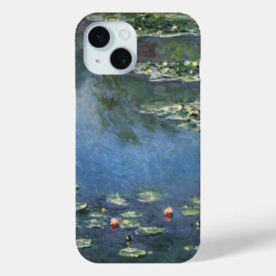 《植物》スイレンbyクロード・モネ，ヴィンテージの花 iPhone 15ケース
