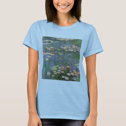 《植物》スイレンbyクロード・モネ,ヴィンテージの花 tシャツ (正面)