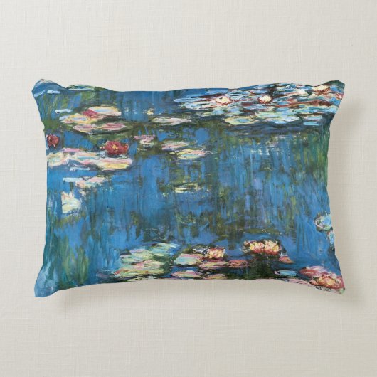 《植物》スイレンbyクロード・モネ,ヴィンテージ印象主義 アクセントクッション (正面)