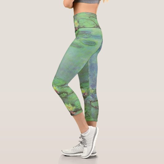 《植物》スイレンbyクロード・モネ，ヴィンテージ印象主義 カプリレギンス (左)