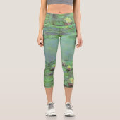 《植物》スイレンbyクロード・モネ，ヴィンテージ印象主義 カプリレギンス (正面)