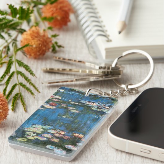 《植物》スイレンbyクロード・モネ,ヴィンテージ印象主義 キーホルダー (正面右)