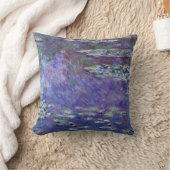 《植物》スイレンbyクロード・モネ，ヴィンテージ印象主義 クッション (ブランケット)