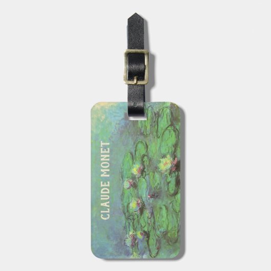 《植物》スイレンbyクロード・モネ，ヴィンテージ印象主義 ラゲッジタグ (正面縦)