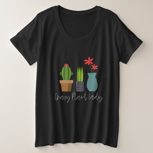 植物 – 熱狂する Plant Lady プラスサイズTシャツ (デザイン正面)