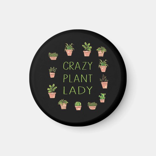 植物 – 熱狂する Plant Lady マグネット (正面)