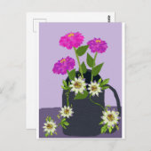 《植物》百日草とパッションフラワーポストカード ポストカード (正面/裏面)