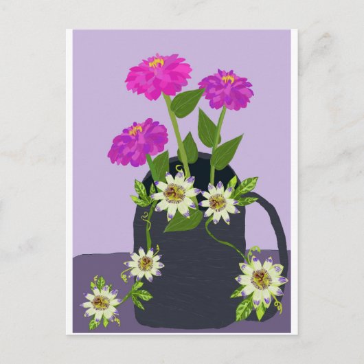 《植物》百日草とパッションフラワーポストカード ポストカード (正面)