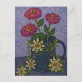 《植物》百日草とパッションフラワーポストカード ポストカード