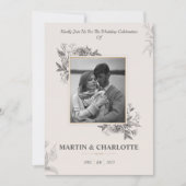 《植物》百日草と蘭ヴィンテージの結婚花 招待状 (正面)