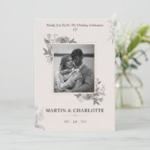 《植物》百日草と蘭ヴィンテージの結婚花 招待状 (スタンド正面)