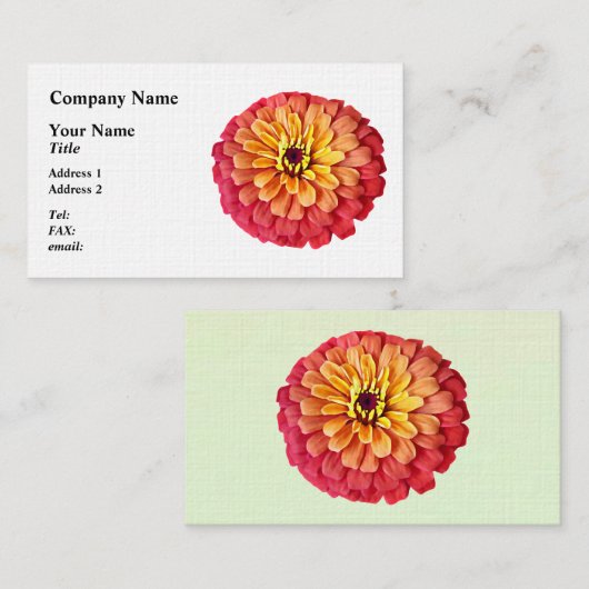 《植物》百日草のシェード・オブ・オレンジ 名刺 (正面/裏面)