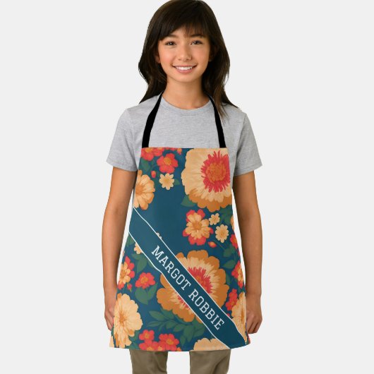 《植物》百日草のフローラカラフルパタパーソナライズされたーン エプロン (インサイチュ)