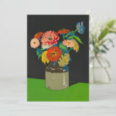 《植物》百日草のフローラ・クロックがすぐにグリーティング・カードになる シーズンカード (スタンド正面)