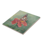 《植物》百日草の0461色彩の鮮やかな女性Butterfly タイル (側面)