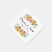 《植物》百日草アートスケッチカスタム文字リース スタンダードカクテルナプキン (角)