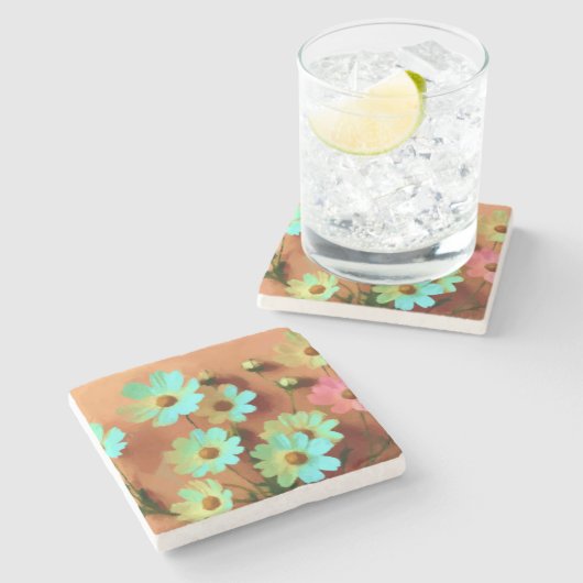 《植物》百日草エレガンス花 ストーンコースター (横)