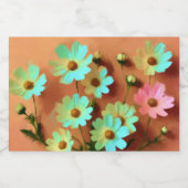 《植物》百日草エレガンス花 スパークリングワインラベル (シングルラベル)