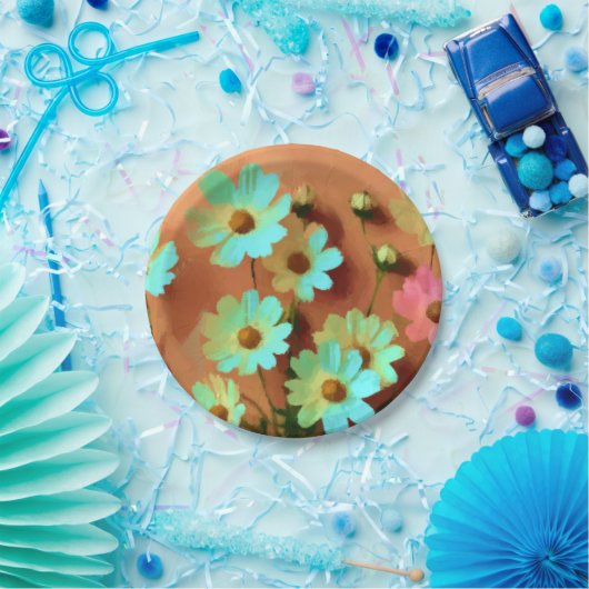 《植物》百日草エレガンス花 ペーパープレート (パーティー)