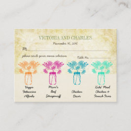 《植物》百日草カラフルズメイソンジャールワイルドフラワー結婚ズ コーリングカード