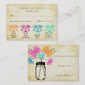 《植物》百日草カラフルズメイソンジャールワイルドフラワー結婚ズ コーリングカード (正面/裏面)