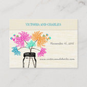 《植物》百日草カラフルズメイソンジャールワイルドフラワー結婚ズ プレイスカード (裏面)