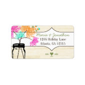 《植物》百日草カラフルズメイソンジャールワイルドフラワー結婚ズ ラベル (正面)